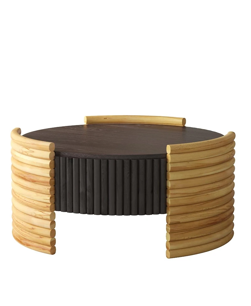 Streamdale Furniture Modern Colorblocked Striped Coffee Table with Flip Top Storage