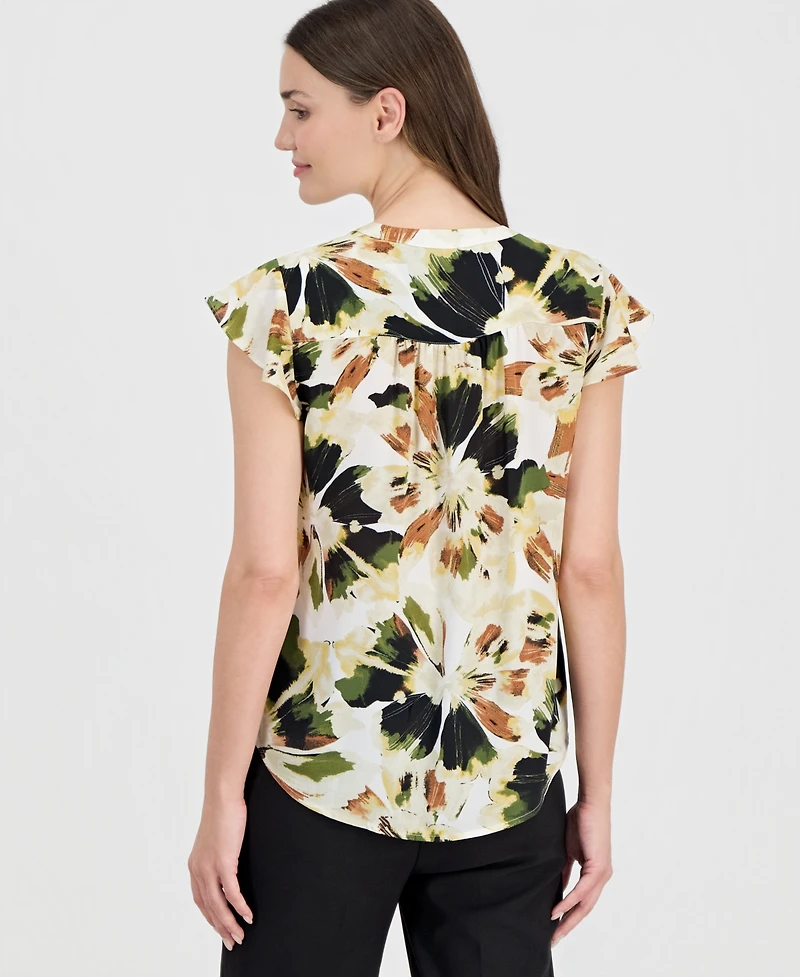 Anne Klein Petite Y-Neck Short-Sleeve Top
