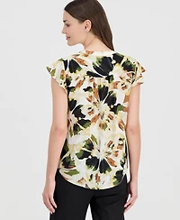 Anne Klein Petite Y-Neck Short-Sleeve Top