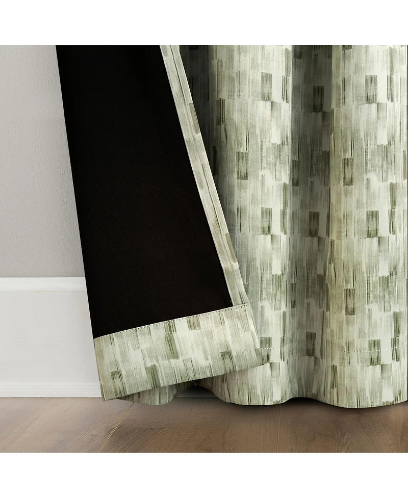 Sun Zero Vernon Monochrome Brushstrokes Magnetic Closure Blackout Grommet Curtain Panel Pair