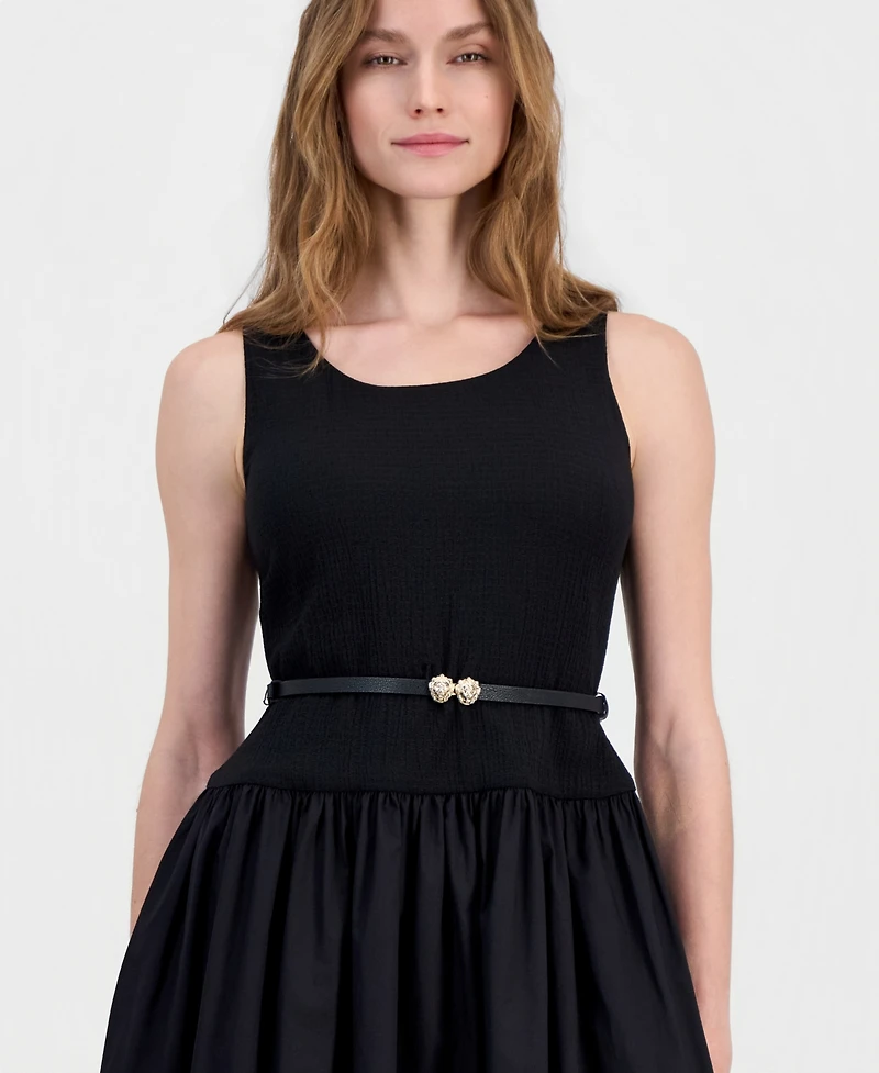 Anne Klein Petite Scoop Neck Drop Waist Midi Dress