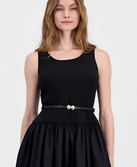 Anne Klein Petite Scoop Neck Drop Waist Midi Dress