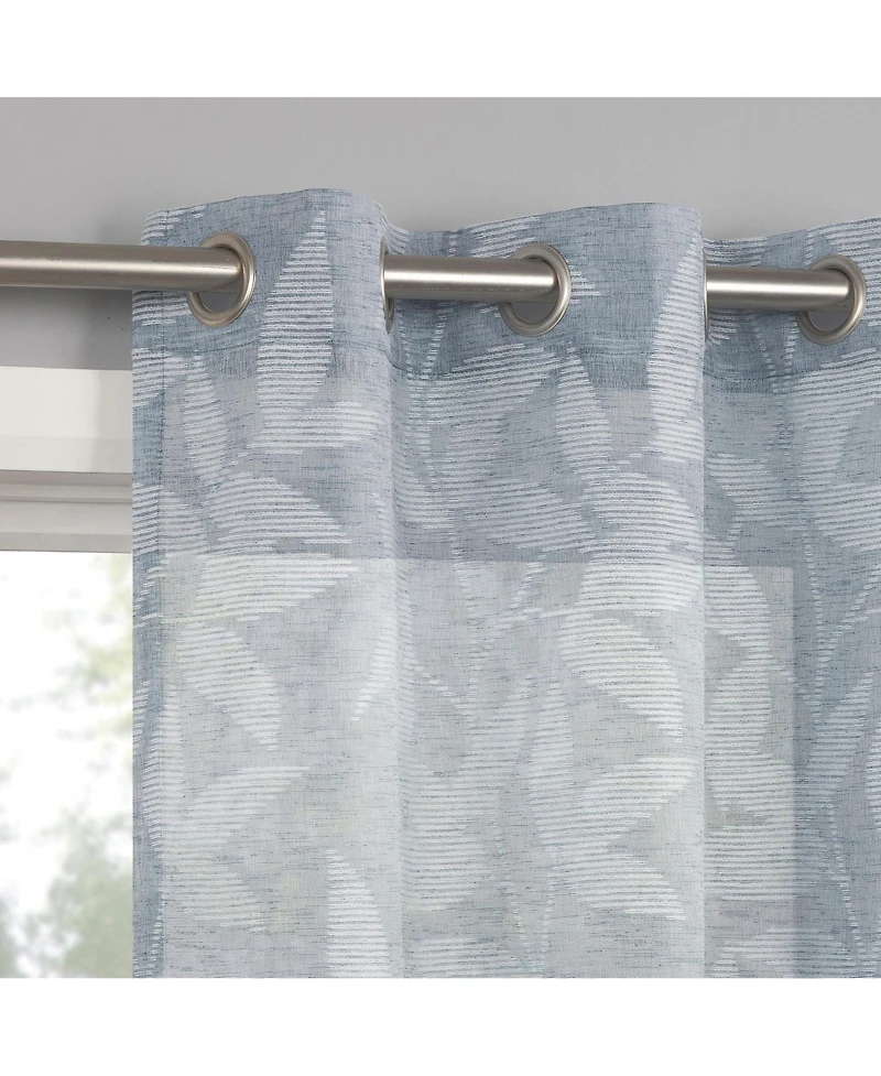 No. 918 Nadia Textured Botanical Semi-Sheer Grommet Curtain Panel