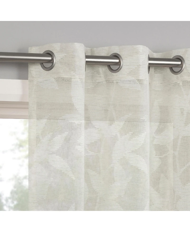 No. 918 Nadia Textured Botanical Semi-Sheer Grommet Curtain Panel