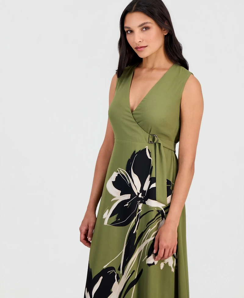 Anne Klein Women's Faux-Wrap A-Line Midi Dress