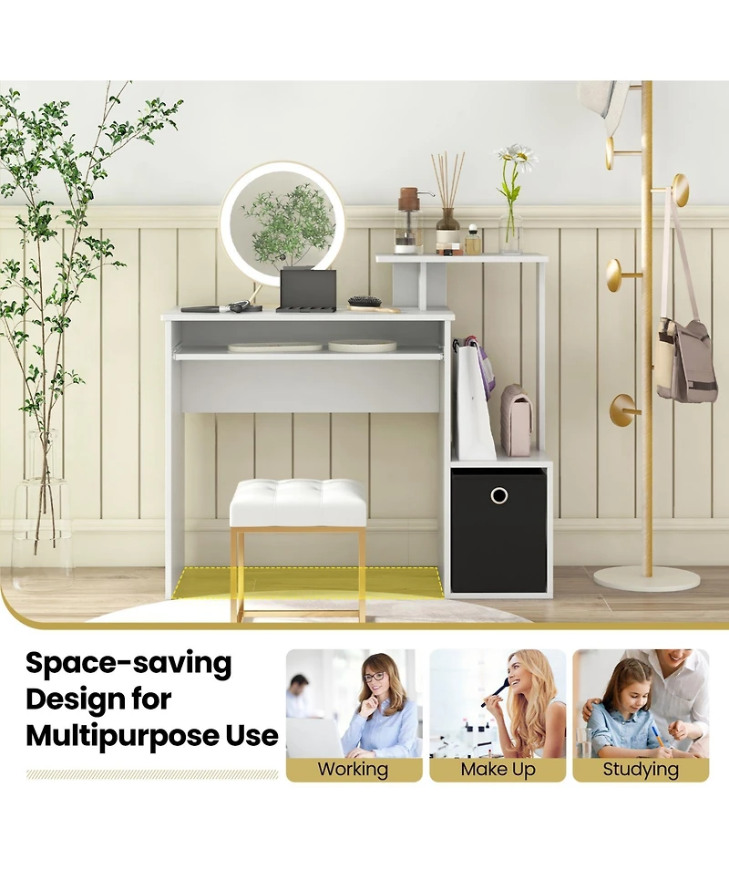 Sugift Space-saving Computer Desk with Pull-out Keyboard Tray