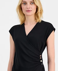 Anne Klein Women's Cap-Sleeve Faux-Wrap Top