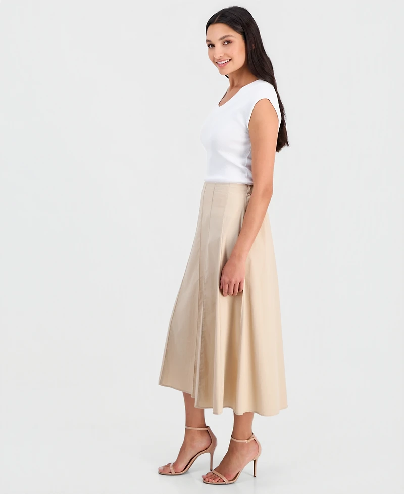 Anne Klein Women's Pull-On Paneled A-Line Midi Skirt