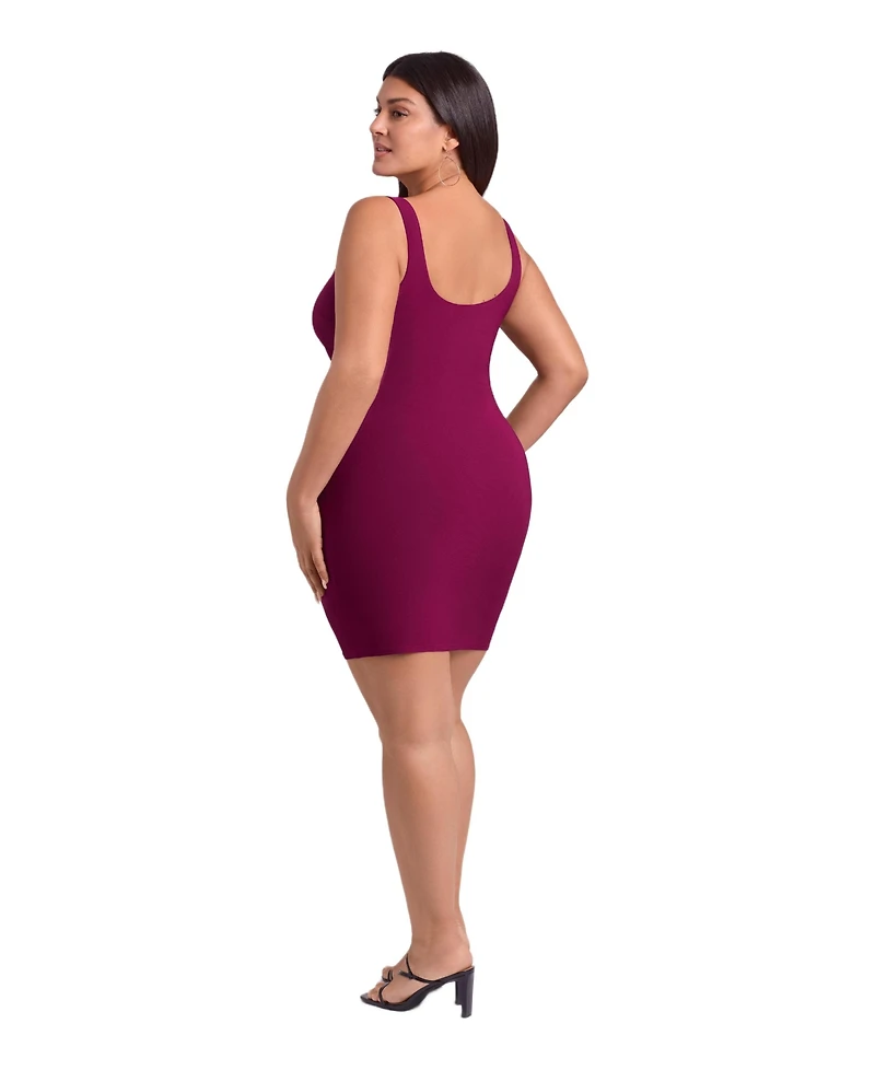 S3 Apparel Women's Shirred Waist Square Neck Sculpting Tank Mini Dress