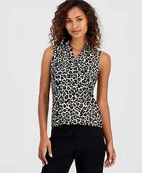 Anne Klein Women's Triple-Pleat V-Neck Sleeveless Top