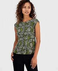 Anne Klein Women's Printed Sleeveless Boat-Neck Top