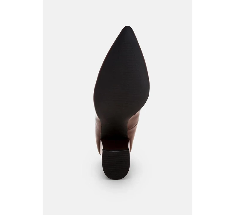 Zhuri Faux Leather Solid Block Heel Pumps