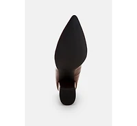 Zhuri Faux Leather Solid Block Heel Pumps