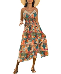 Cupshe Women's Postcard Tropical Midi Beach Dress