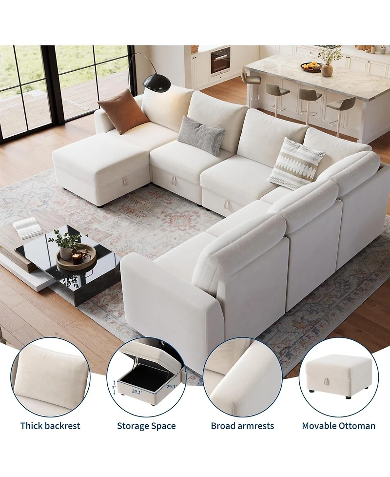 gaomon Sectional Couches for Living Room, Cloud Couch Sectional with Large Storage, l-Shape Modular Sectional Sofa with Ottoman