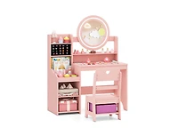 Slickblue Children s Lighted Vanity Desk Pretend Play Dressing Table