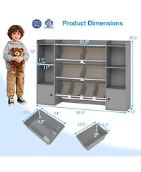Sugift Kids Toy Storage and Bookshelf with Boxes and Open Shelves