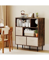 Sugift 6-Cube Bookshelf with 3 Removable Folding Fabric Drawers for Living Room