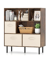 Sugift 6-Cube Bookshelf with 3 Removable Folding Fabric Drawers for Living Room
