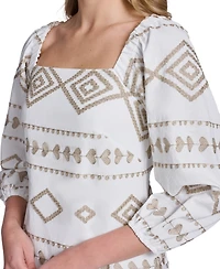 Jessica Howard Petite Embroidered Square Neck Shift Dress