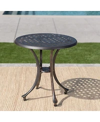 Clihome Modern Round Outdoor Accent Side Table, 19 Cast Aluminum Side Table