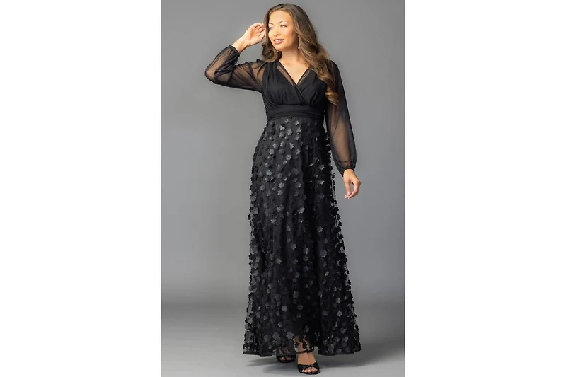 Kiyonna Women's Blossoming Beauty Mesh Evening Gown