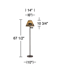 360 Lighting Modern Swing Arm Floor Lamp Adjustable 67.5" Tall Mountain Scene Empire Shade for Living Room Reading Bedroom Office