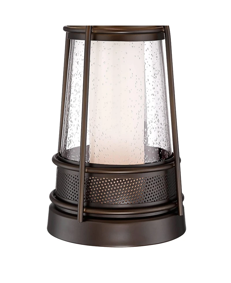 Franklin Iron Works Hugh Industrial Rustic Table Lamp 26" High with Table Top Dimmer Led Nightlight