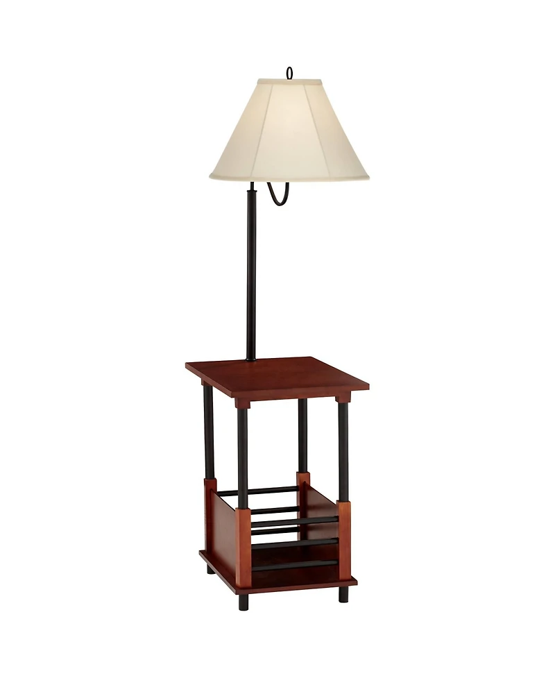 Regency Hill Rustic Farmhouse Floor Lamps with End Table 55" Tall Set of 2
