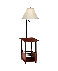 Regency Hill Rustic Farmhouse Floor Lamps with End Table 55" Tall Set of 2