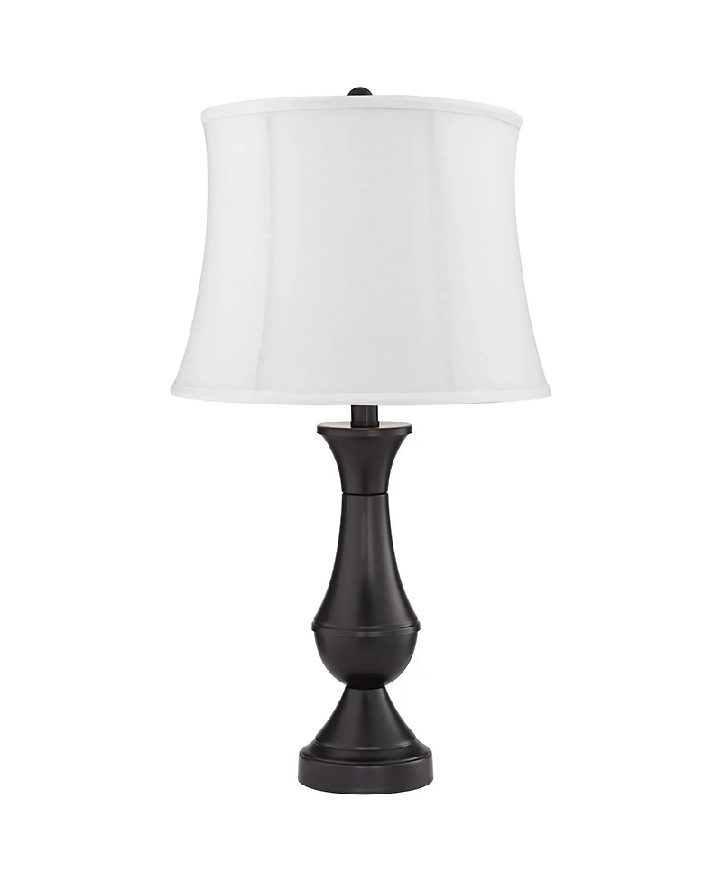 Regency Hill Traditional Table Lamps 25" High Set of 2 with Usb Port Metal Led Touch On Off Softback Drum Shade for Bedroom Living Room