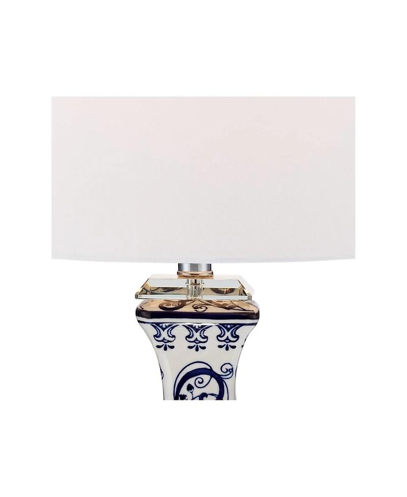 Barnes and Ivy 28" Tall Traditional Table Lamp with Floral Porcelain and Usb Charging Port