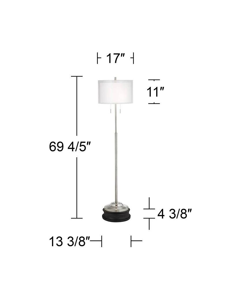 Possini Euro Design Roxie Modern Floor Lamp with Riser 65 1/2" Tall