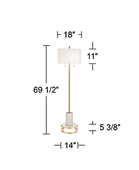 Possini Euro Design Italian Modern Floor Standing Lamp with Riser 69.5" Tall Metal Drum Shade Living Room Reading House Bedroom