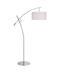 Possini Euro Design Modern Arc Floor Lamp with Usb Charging Port 69" Tall Nickel Drum Shade Adjustable Arm Living Room