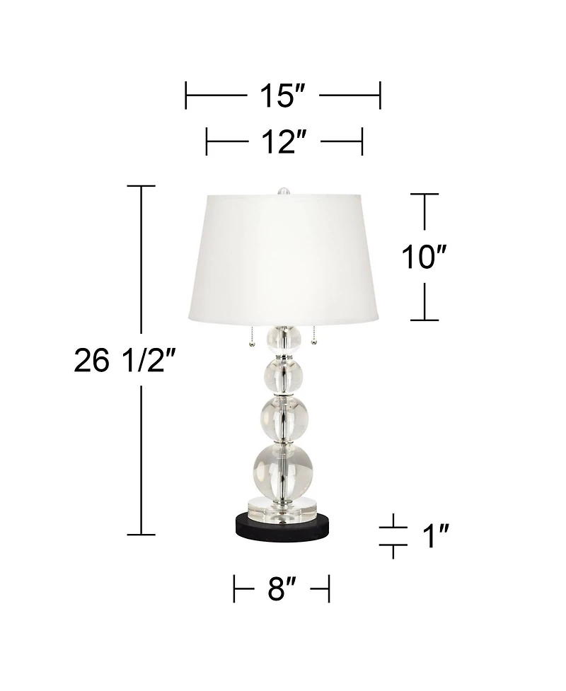 Vienna Full Spectrum Modern Table Lamp 26 1/2" High Round Marble Riser Crystal Spheres Drum Shade for Bedroom Living Room