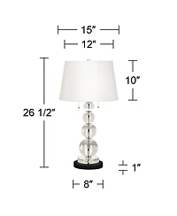 Vienna Full Spectrum Modern Table Lamp 26 1/2" High Round Marble Riser Crystal Spheres Drum Shade for Bedroom Living Room