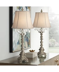 Barnes and Ivy Duval 34" Tall French Traditional Candlestick Table Lamps with Crystal, Set of 2