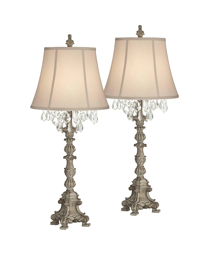 Barnes and Ivy Duval 34" Tall French Traditional Candlestick Table Lamps with Crystal, Set of 2