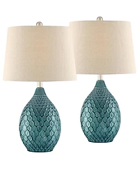 360 Lighting Kate 24 3/4" High Farmhouse Rustic Modern Table Lamps Set of 2 Sea Foam Ceramic Living Room Bedroom