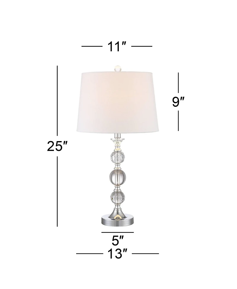 360 Lighting Solange 25" High Modern Table Lamps Set of 2 WiFi Smart Socket Finish Metal Crystal Living Room Bedroom