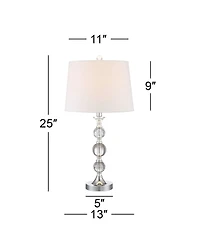 360 Lighting Solange 25" High Modern Table Lamps Set of 2 WiFi Smart Socket Finish Metal Crystal Living Room Bedroom