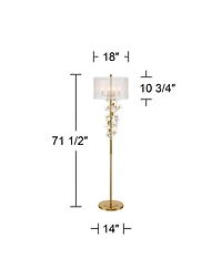 Possini Euro Design Vivant Modern 71 1/2" Tall Standing Floor Lamp 8-Light Crystal Spray Metal Soft Gold Finish Drum Shade