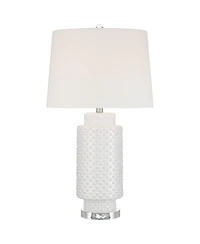 Possini Euro Design Luisa 28" Tall Modern Coastal 3-Way Table Lamp Dimpled Finish Ceramic Single Living Room Bedroom Bedside