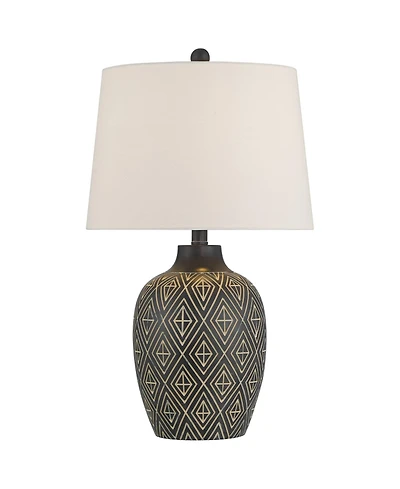 360 Lighting Benito 23 1/2" High Jar Modern Accent 3-Way Table Lamp Diamond Pattern Finish Single Shade Living Room Bedroom