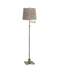 360 Lighting Westbury Traditional 70" Tall Standing Floor Lamp Adjustable Swing Arm Antique Brass Finish Pleated Meadow Shade
