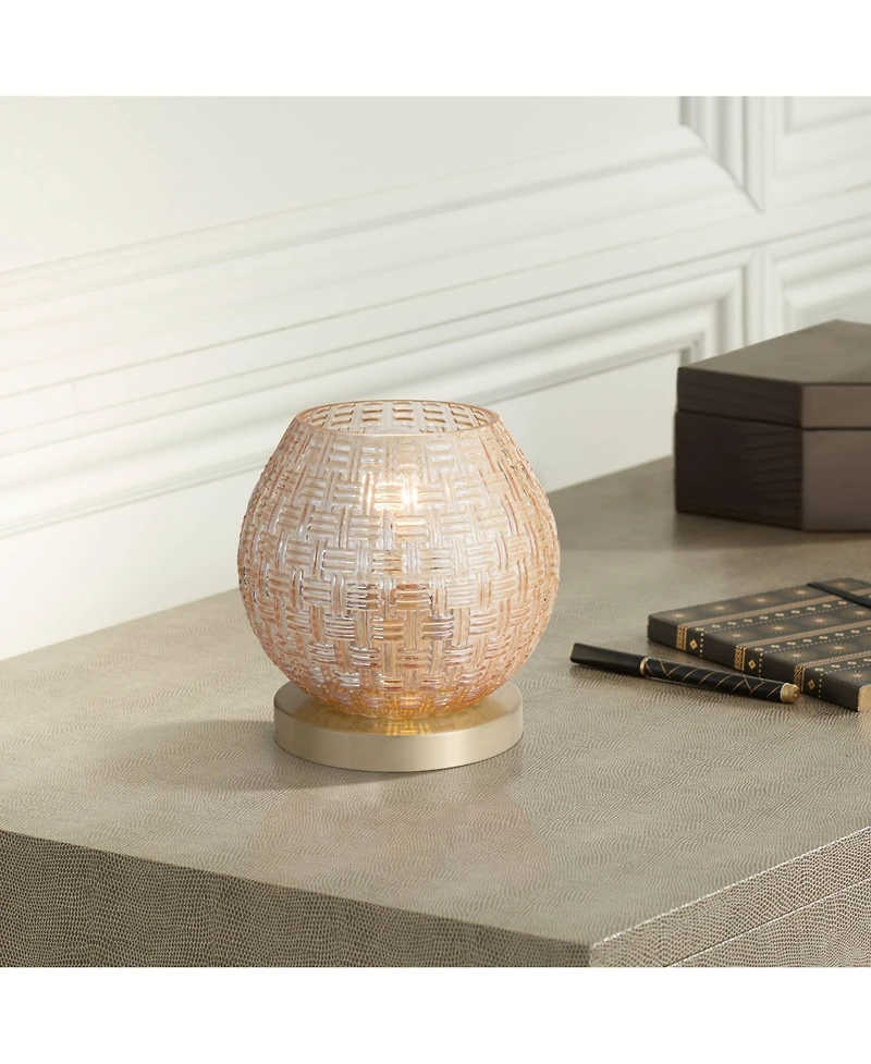 360 Lighting Pia 7 1/2" High Amber Weave Glass Globe Accent Lamp