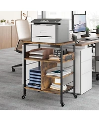 gaomon 3-Tier Mobile Printer Stand with Charging Station, Usb Ports, Storage Shelf, Under Desk Cart with Wheels for Living Room/Kitchen
