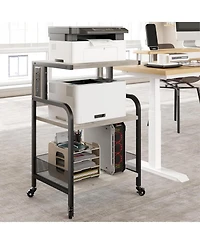 gaomon Heavy Duty Printer Stand with Usb and Power Outlets, Rolling 3-Tier Cart, Mobile Printer Table for Home, Office