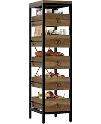 gaomon 5-Tier Kitchen Fruit Vegetable Storage Rack, Narrow Snack Stand with Pull-Out Baskets, Utility Organizer